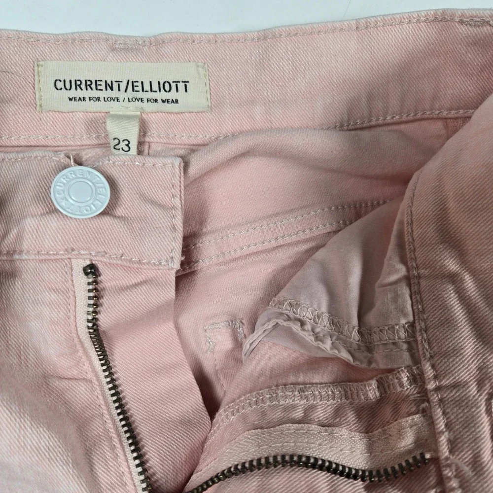 Current Elliott Tapered Jeans Womens 23 Barrel Pink High Rise Denim Pante - Picture 2 of 9